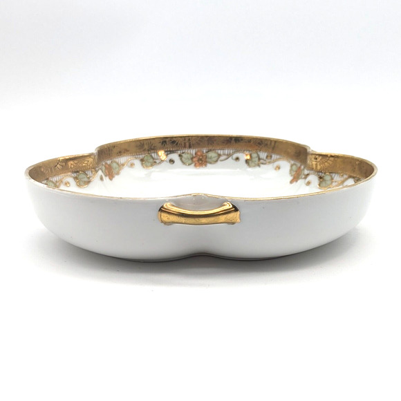 Antique Noritake Morimura Nippon Scalloped Dish with Moriage Gilding and Handles - Picture 11 of 12